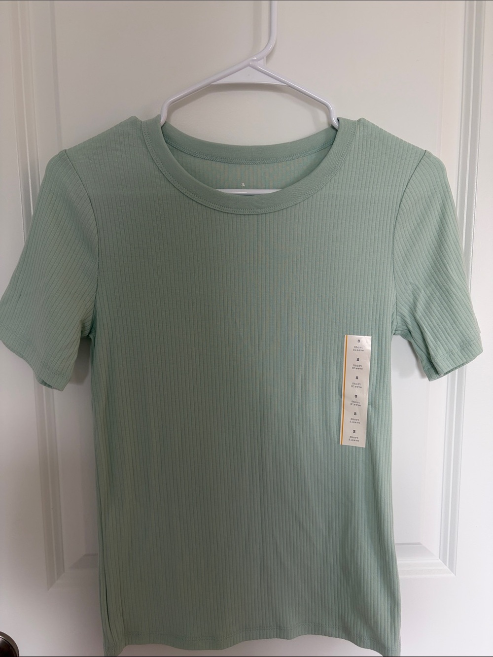 A new day Mint Green Ribbed Short Sleeve Top